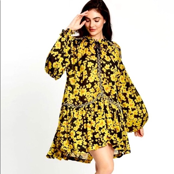 Free People Yellow Floral Tunic Dress Sz S NWT - Picture 2 of 13